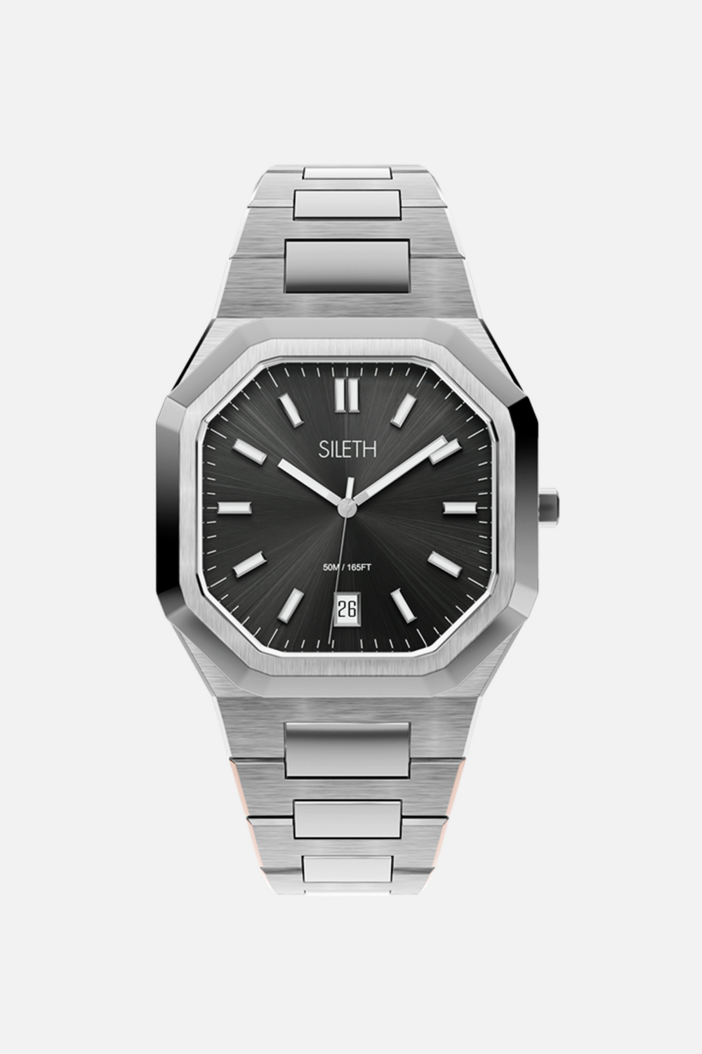 VARENNA Vulcano Black men's watch, front view of the black dial