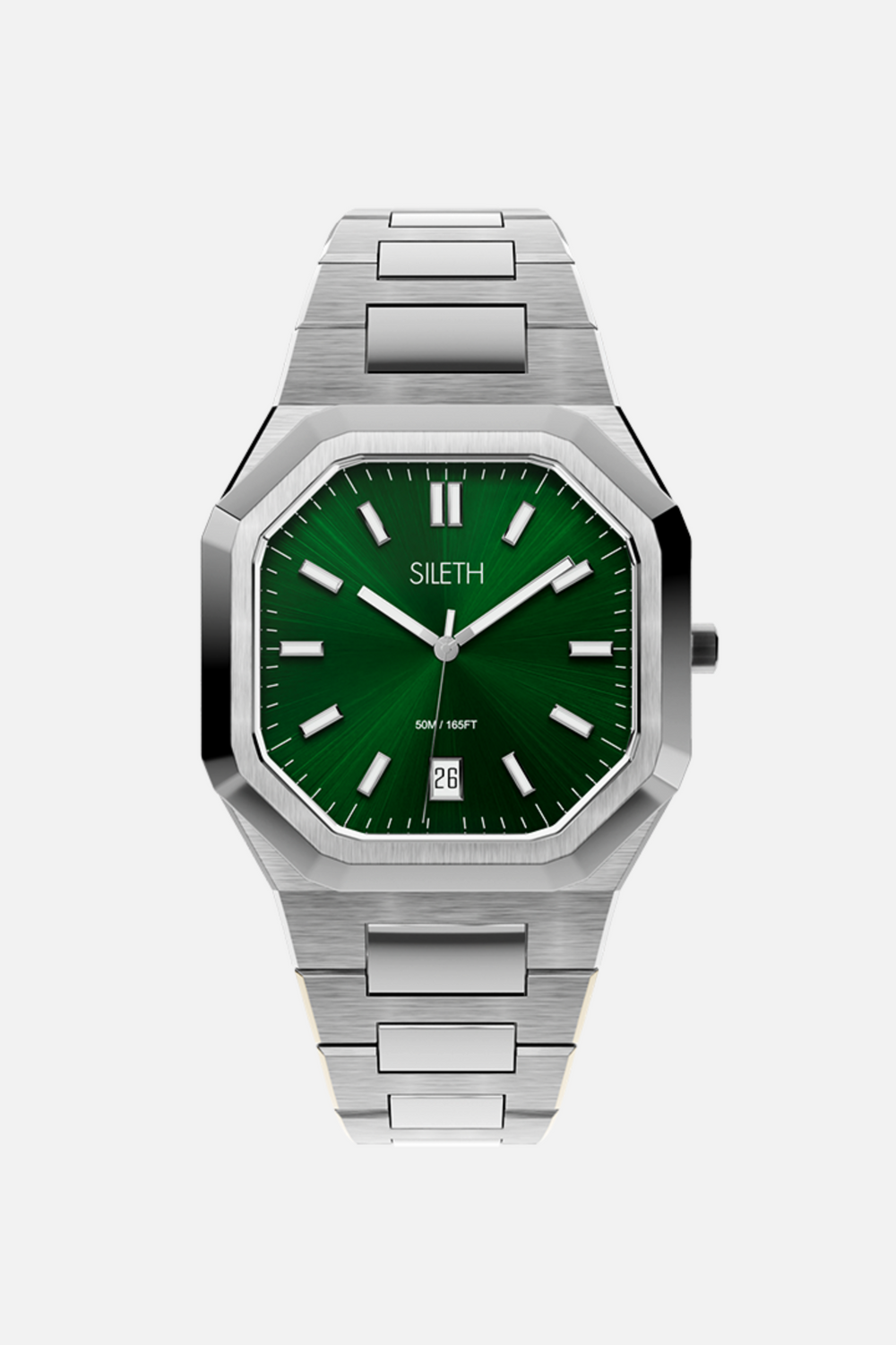 VARENNA Verde Green men's watch, front view of the deep green dial
