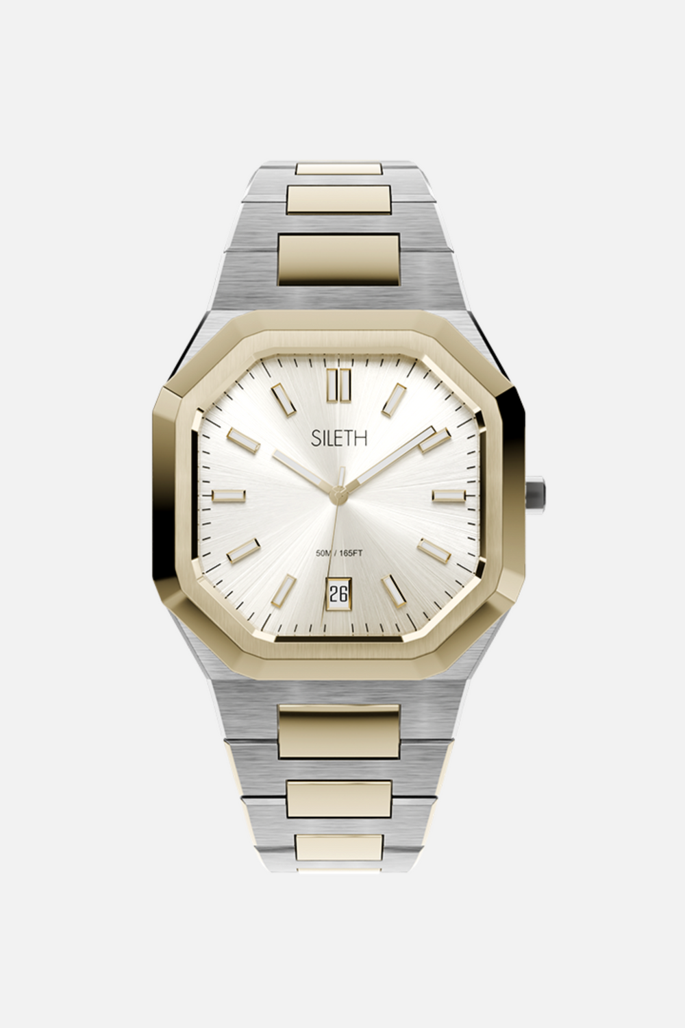 VARENNA Two Tone men's watch, front view combining silver and gold tones